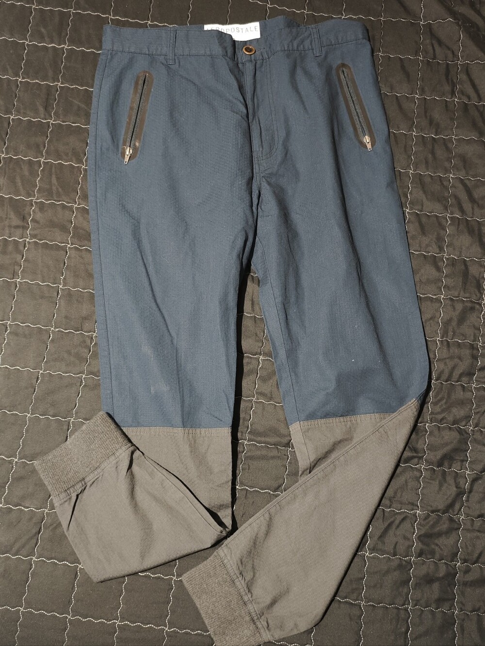 Aeropostale Men's Joggers with Zip Pockets Blue/Gray Size 32x30 (Measure 34x30)